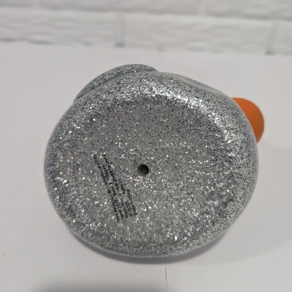 K&K Sales Silver Glitter Large Rubber Jeep Duck with Orange Beanie Hat 7x6 3712